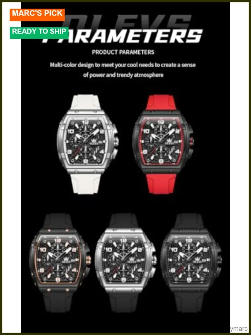 Chronograph Waterproof Luminous Silicone Strap Multifunction Business Watch